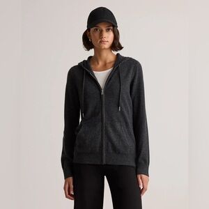 Quince Mongolian Cashmere Full-Zip Hoodie Charcoal Size Small